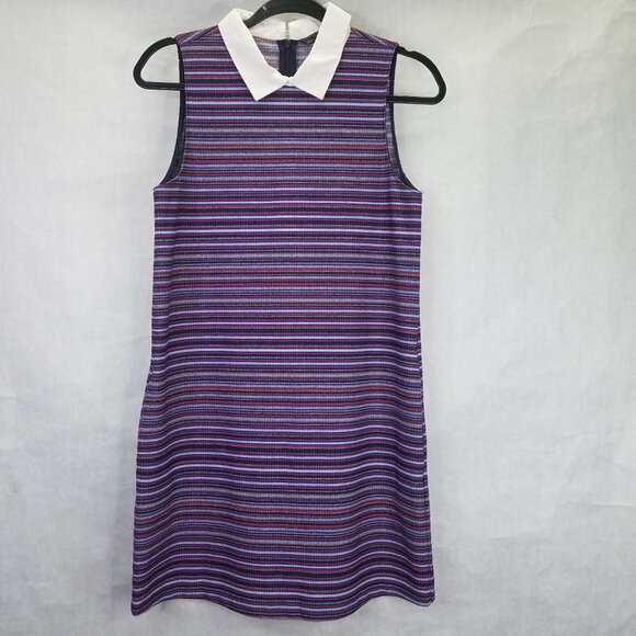 ZARA Trafaluc Shirt Dress Women S Multicolored Stripe Sleeveless Collared Zip Up - Picture 1 of 11